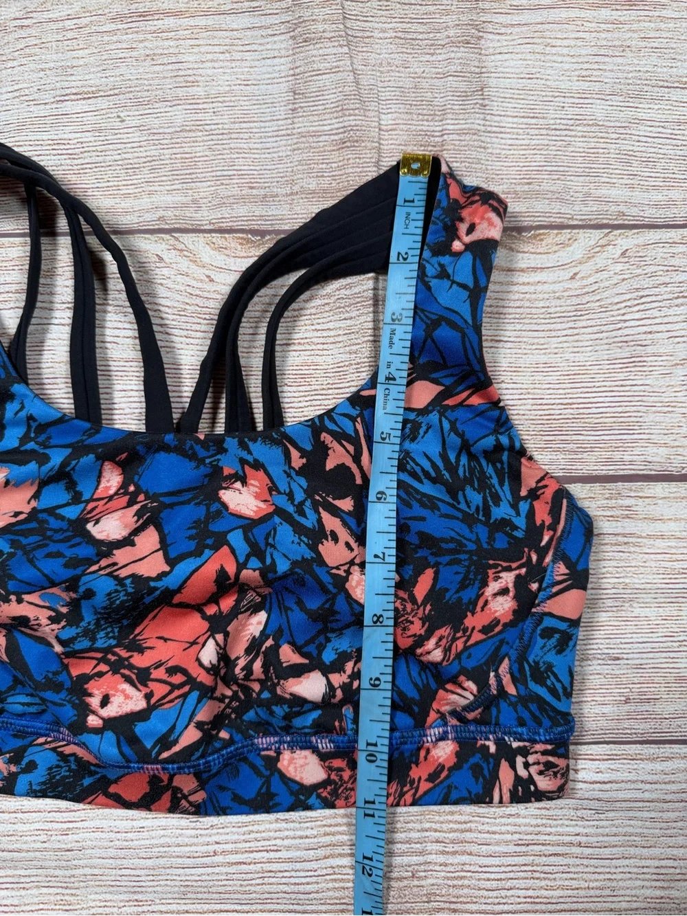 Lululemon Blue &‎ Coral Floral Butterfly Strappy Sports Bra